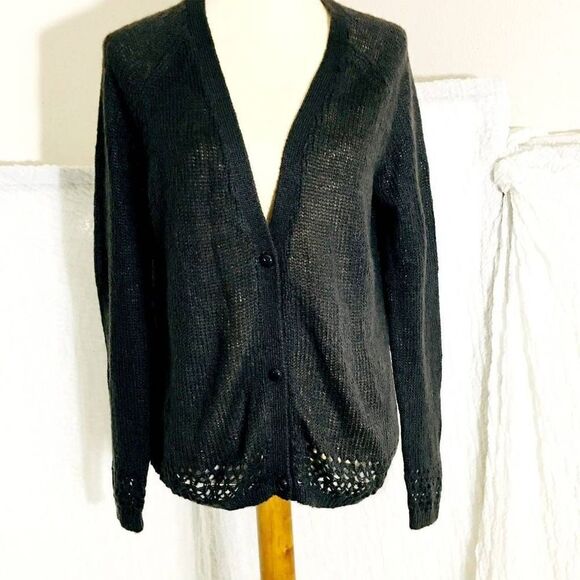 Loft Gray Cardigan Knit Sweater Size M - Picture 1 of 10